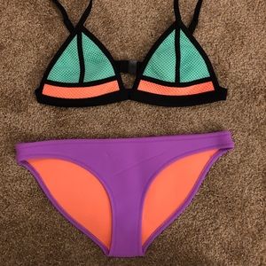 Multi colored, neoprene bikini